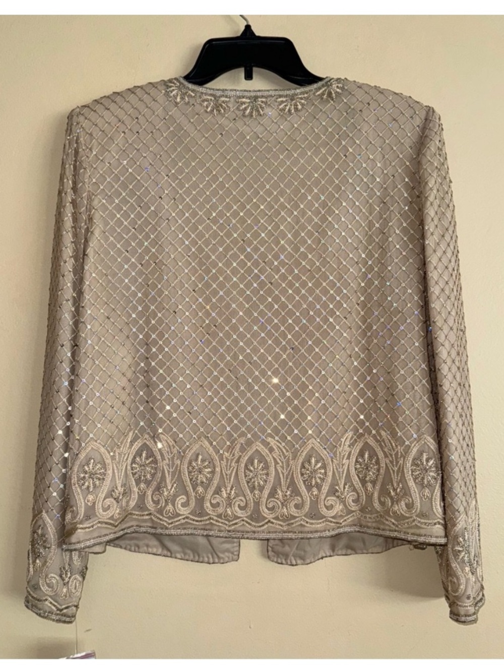 Vintage Adrianna Papell Occasions 100% Silk Elegant Grid Topper Jacket Sz 14 NEW - Picture 10 of 14